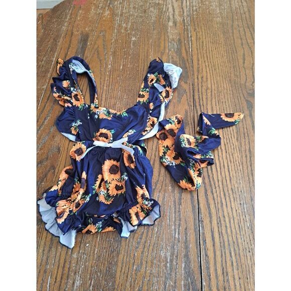 New 24 Month Floral One Piece Romper Outfit Sunflower - Picture 1 of 3